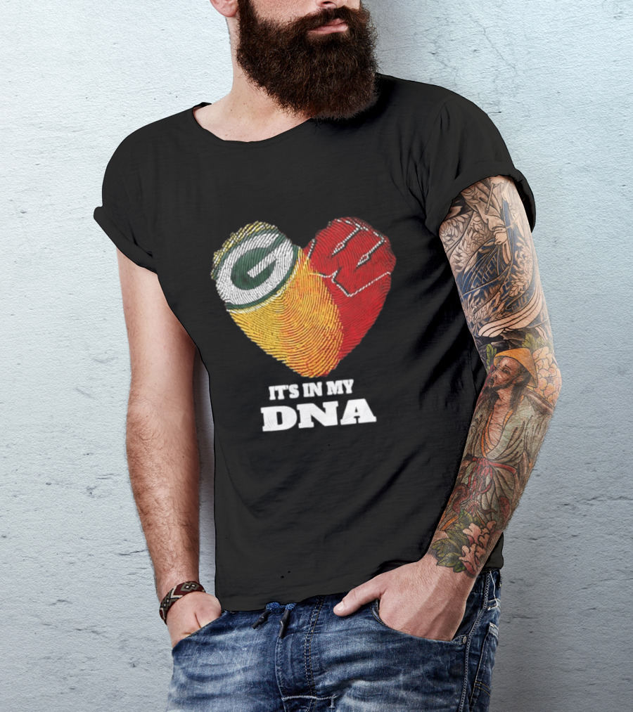 Green Bay Packers It's In My DNA Heart Fingerprint T-Shirt