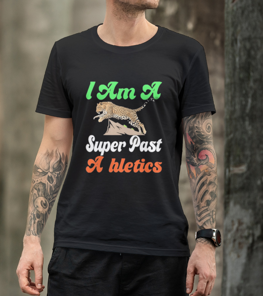 I Am A Super Past Athletics Leopard Running T-Shirt