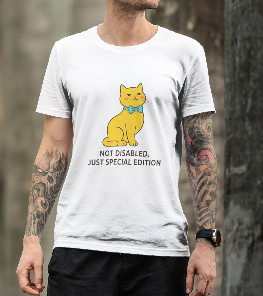 Not Disabled Just Special Edition Cat With Bow Tie T-Shirt