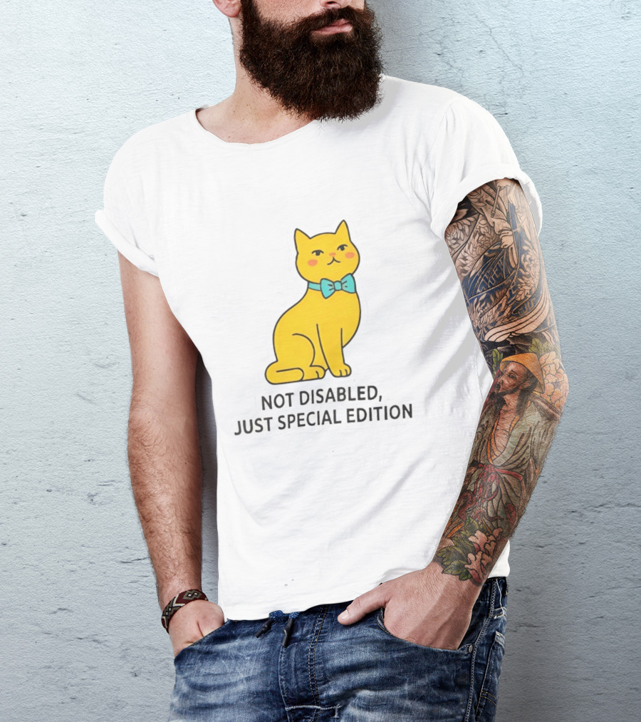 Not Disabled Just Special Edition Cat With Bow Tie T-Shirt