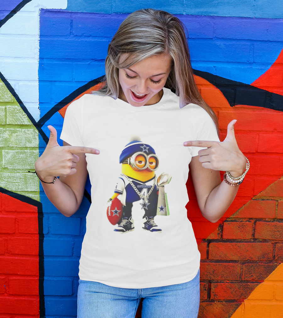 Dallas Cowboys Minion With Lombardi Trophy And Football T-Shirt