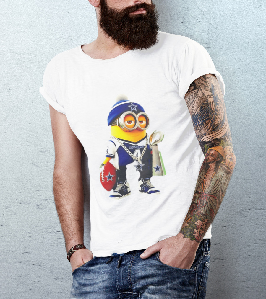 Dallas Cowboys Minion With Lombardi Trophy And Football T-Shirt