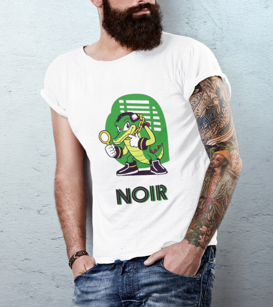 Vector The Crocodile Chaotix Detective Agency Noir Magnifying Glass Image T-Shirt