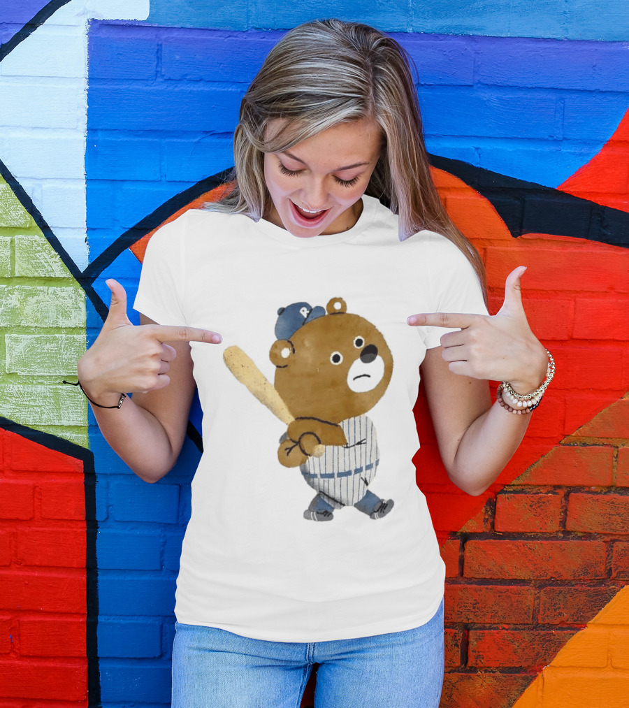 Kuma Bear Takuto Nakagawa Baseball Player Character In Striped Uniform T-Shirt