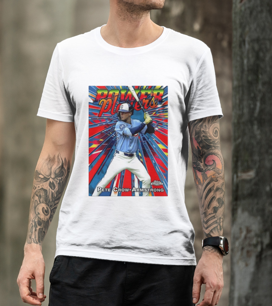 Pete Crow Armstrong Power Players Chicago Cubs Topps Chrome MLB Baseball T-Shirt