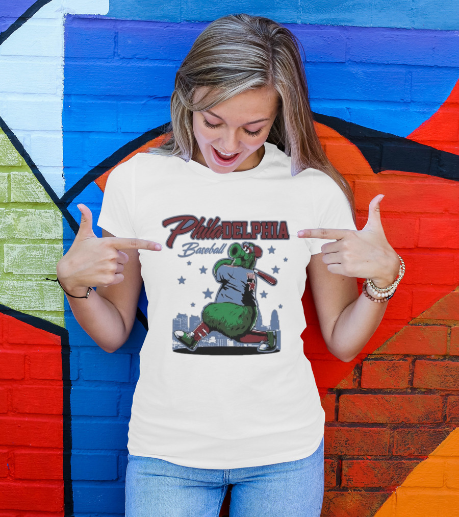 Phillie Phanatic Philadelphia Baseball Phillies MLB Skyline Stars T-Shirt