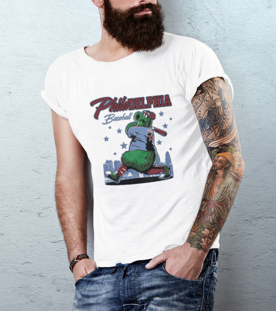 Phillie Phanatic Philadelphia Baseball Phillies MLB Skyline Stars T-Shirt
