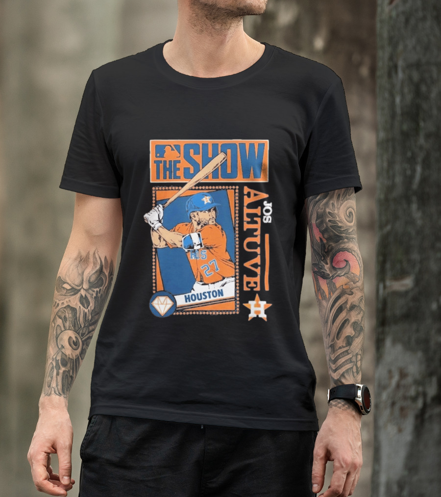 Houston Astros Jose Altuve The Show MLB Player Homage Navy Tri Blend T-Shirt