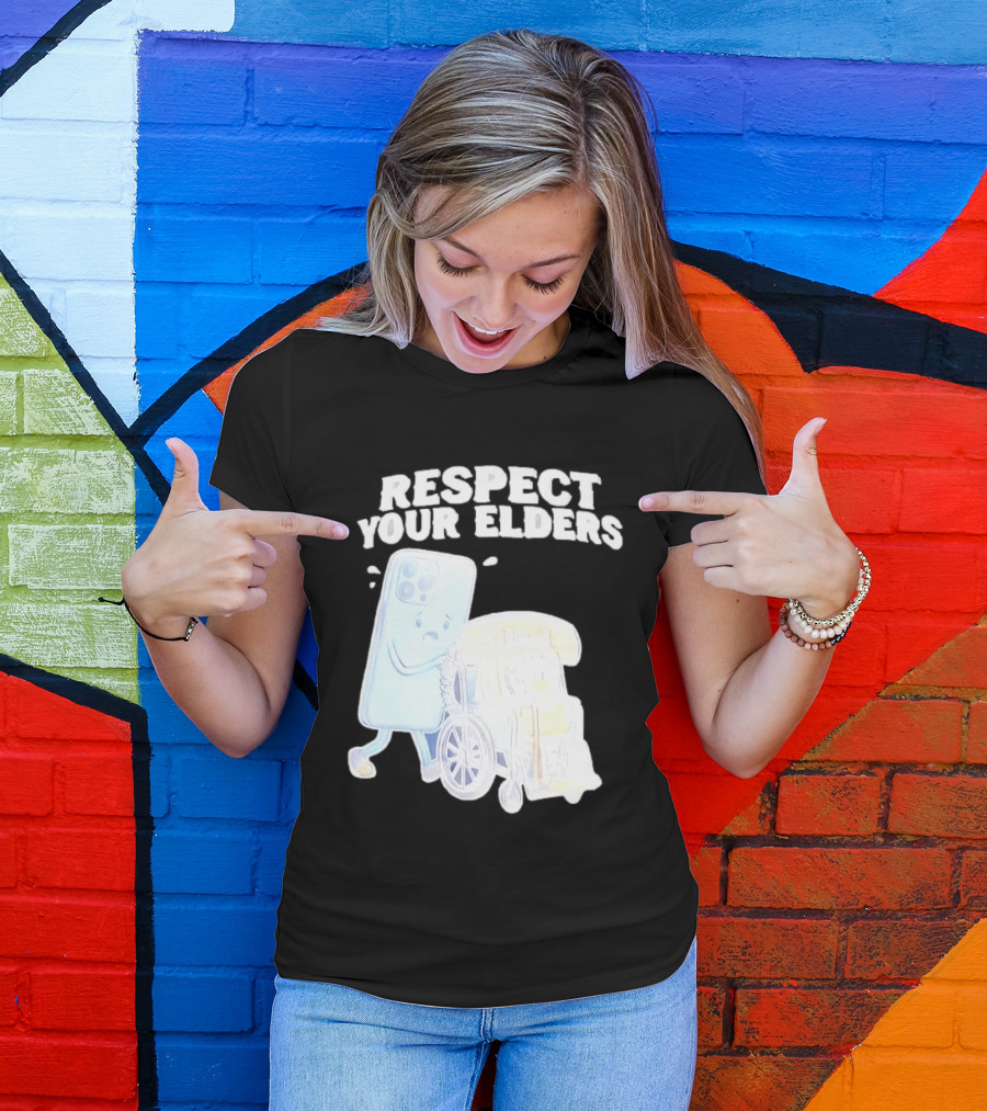 Respect Your Elders Smartphone And Vintage Telephone T-Shirt