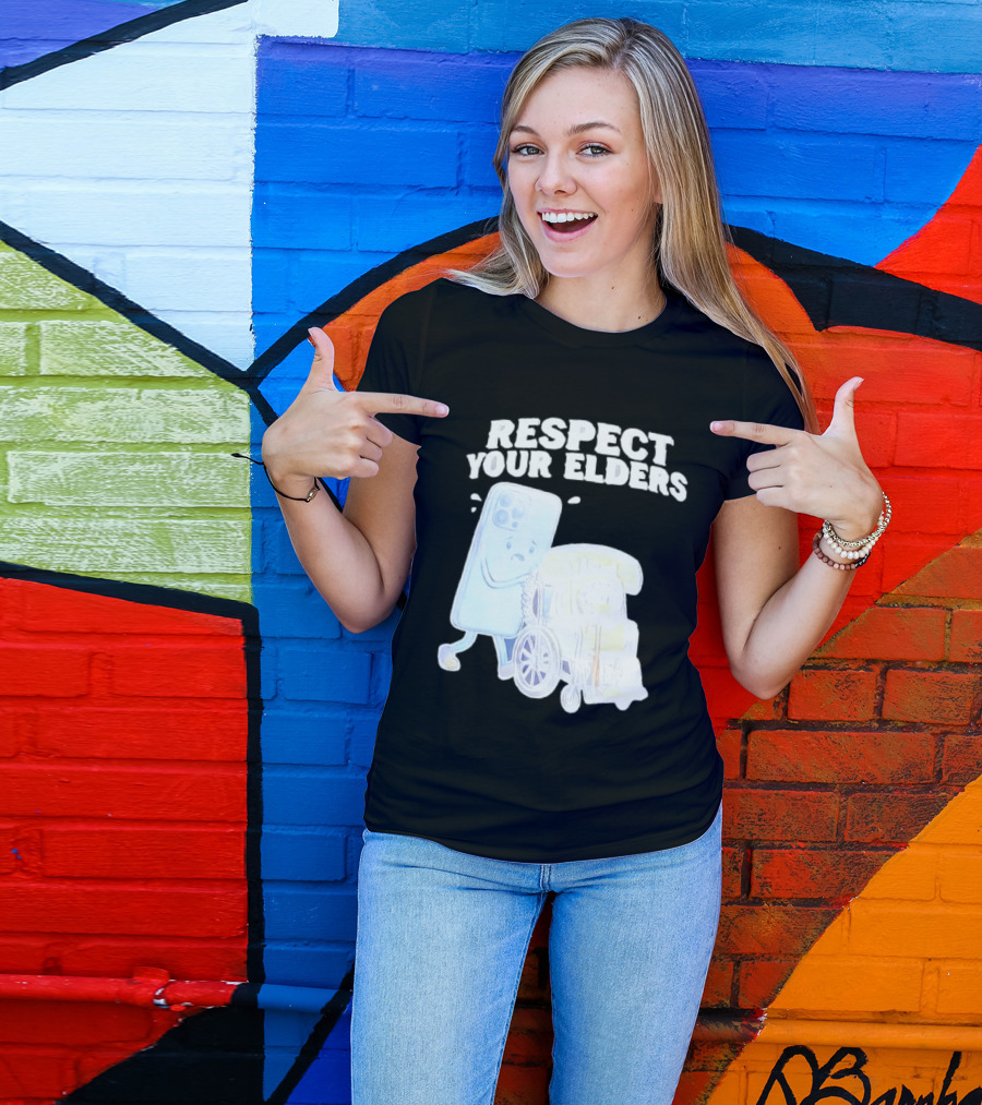 Respect Your Elders Smartphone And Vintage Telephone T-Shirt