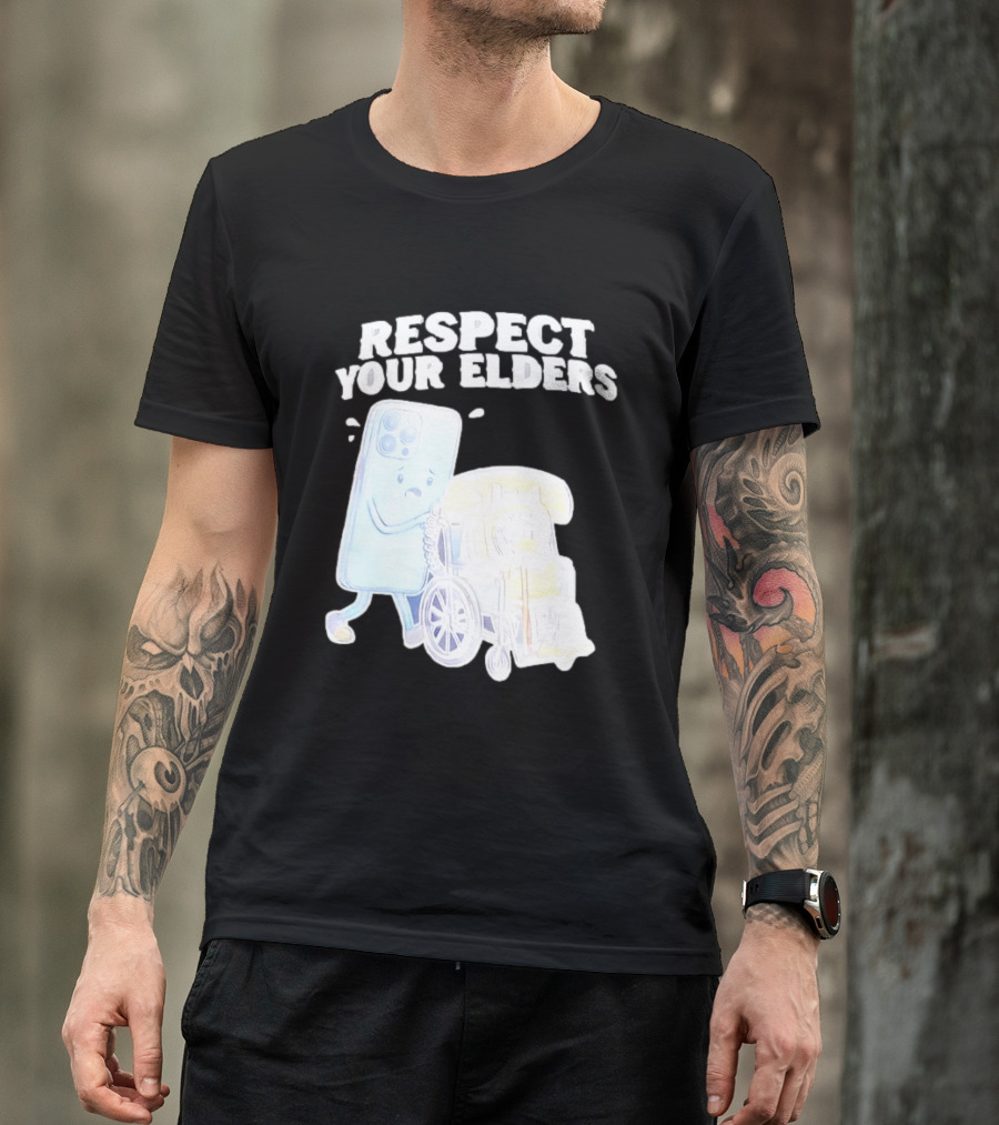 Respect Your Elders Smartphone And Vintage Telephone T-Shirt