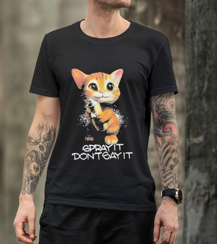 Huf Clothing Spray It Don't Say It Orange Cat With Paintbrush T-Shirt