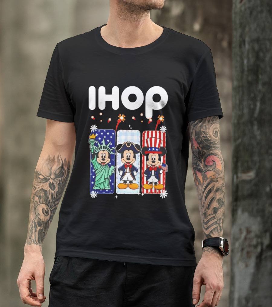 IHOP Mickey Mouse Statue Of Liberty Colonial Patriotic Independence Day T-Shirt