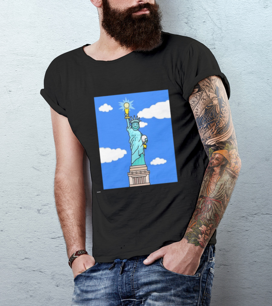 Jalen Brunson Statue Of Liberty New York 11 NBA Trophy T-Shirt