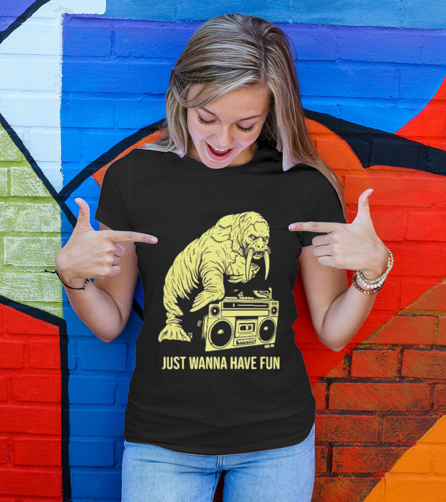 Walrus DJ Just Wanna Have Fun With Boombox T-Shirt