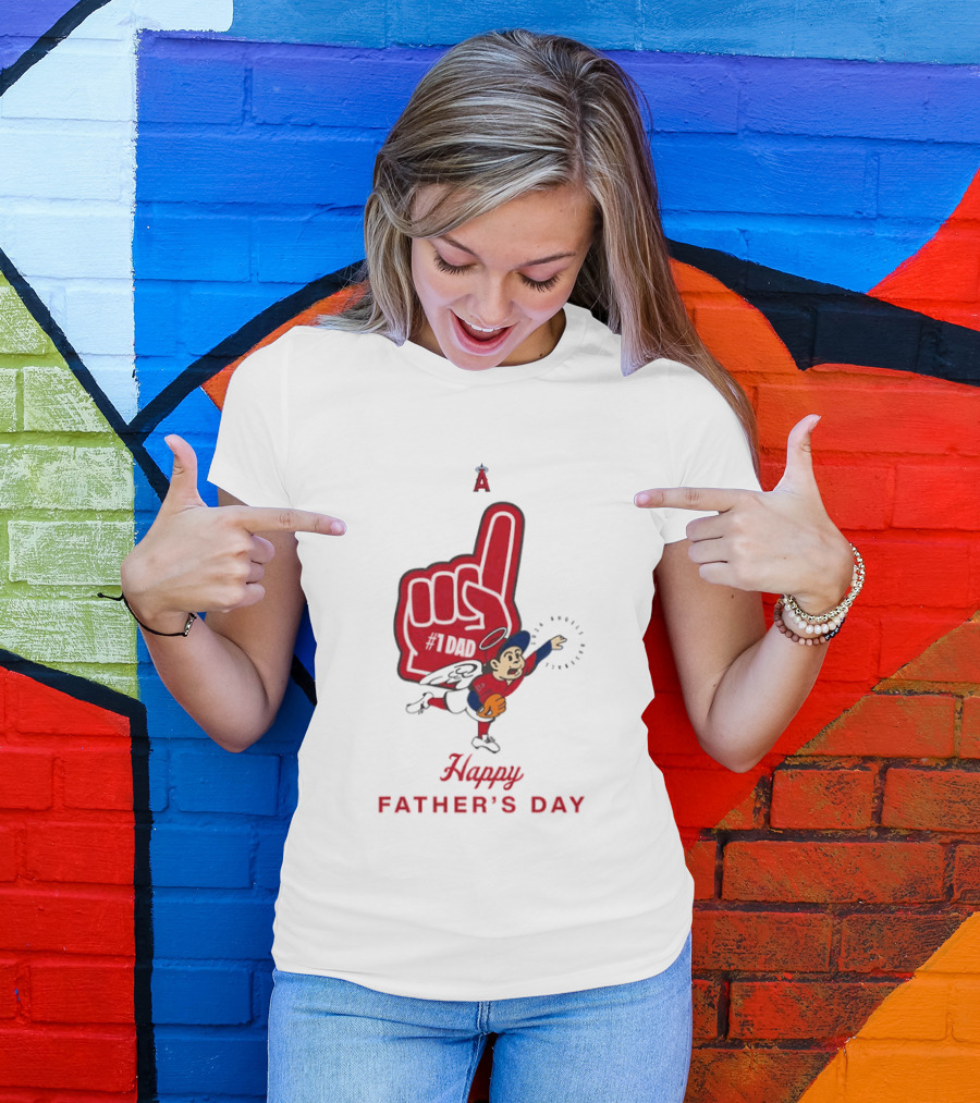 Happy Father's Day 2026 Los Angeles Angels Baseball Fan Foam Finger T-Shirt