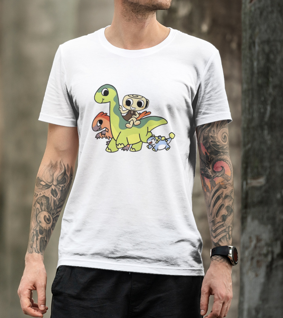 Cinnamon Roll Riding Dinosaurs Cute Cartoon Characters T-Shirt