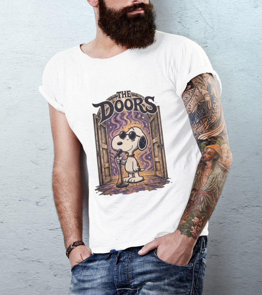 Snoopy The Doors Open The Mind Midnight Light T-Shirt