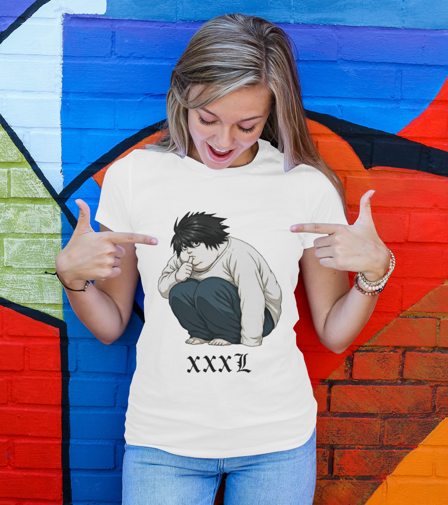 L Lawliet Xxxl Meme Anime Character Sitting Pose T-Shirt