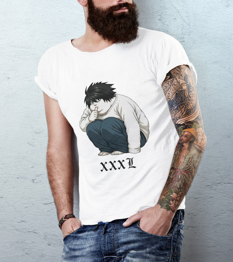 L Lawliet Xxxl Meme Anime Character Sitting Pose T-Shirt