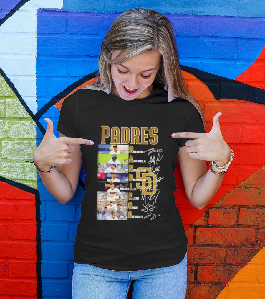 Padres San Diego Jackson Merrill Fernando Tatis Jr Manny Machado MLB Team Logos T-Shirt