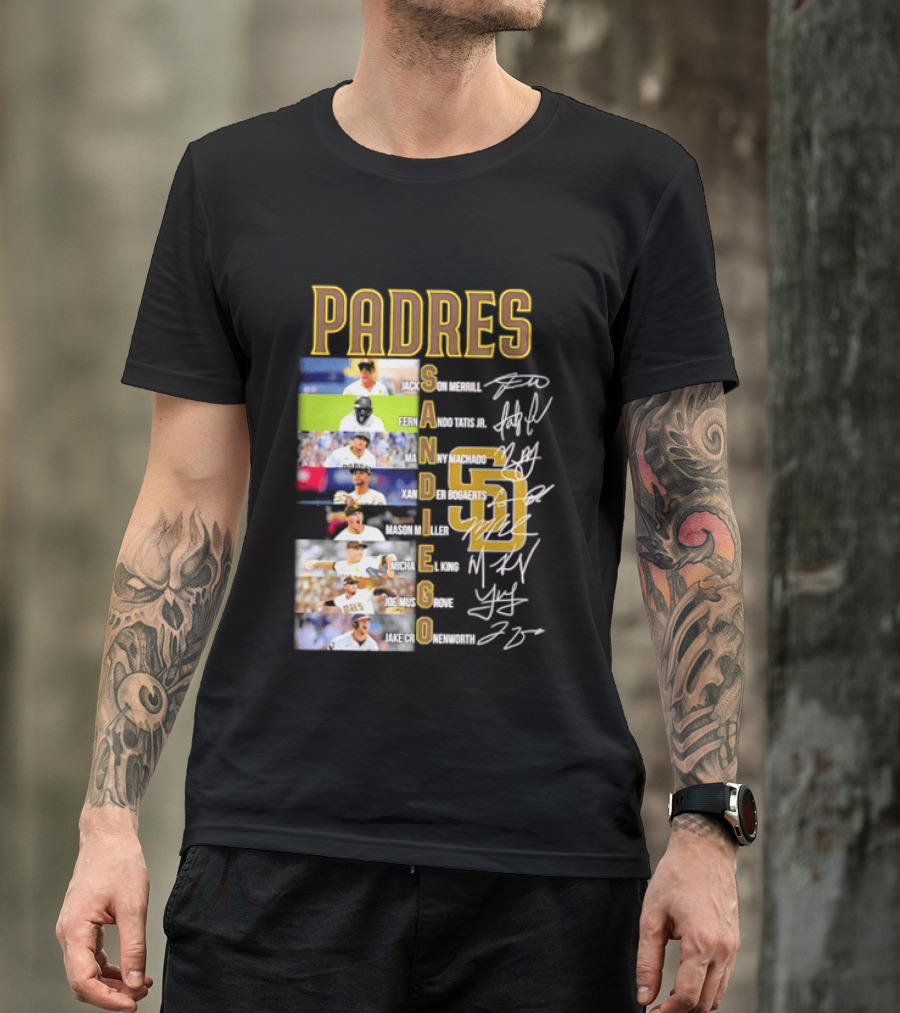 Padres San Diego Jackson Merrill Fernando Tatis Jr Manny Machado MLB Team Logos T-Shirt