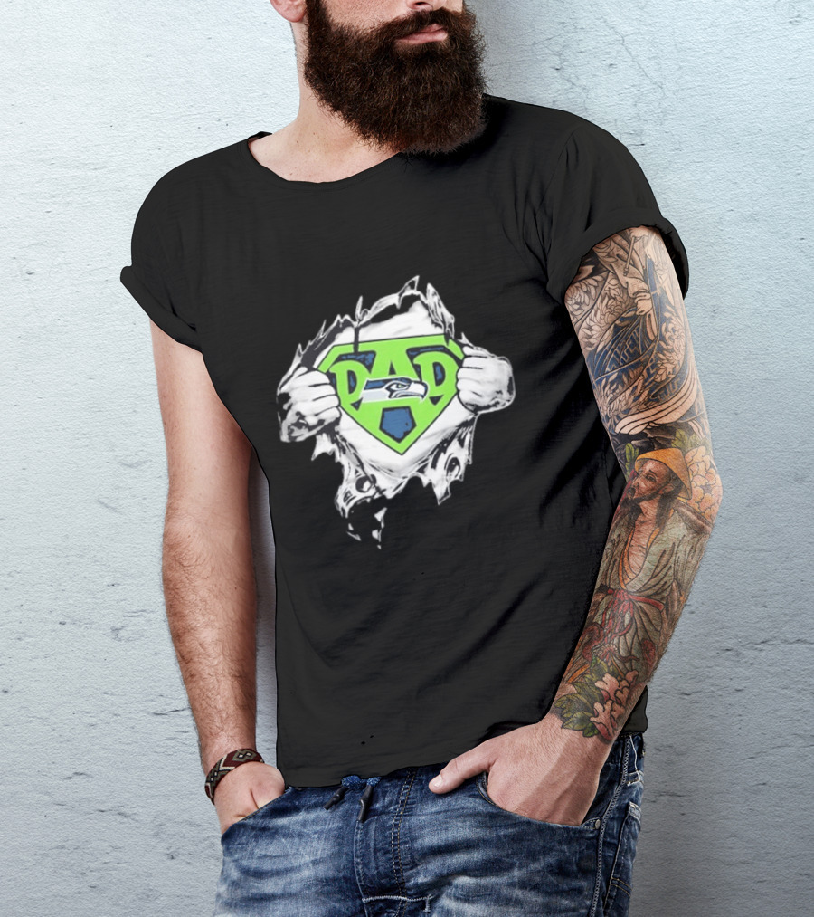 Seattle Seahawks Super Dad Ripped Chest DAD T-Shirt