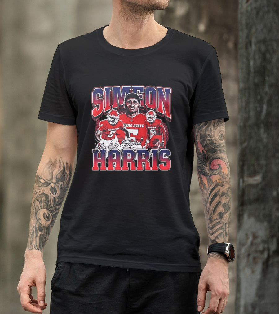 Simeon Harris Fresno State Bulldogs Mr No Panic Football Player Recognition T-Shirt