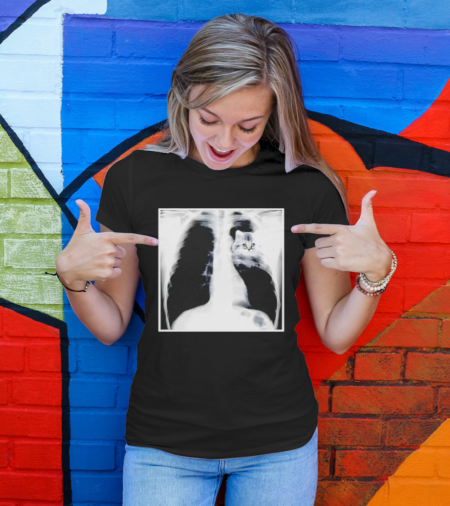Kitten Chest X Ray Discovery Funny Cat Inside Joke T-Shirt