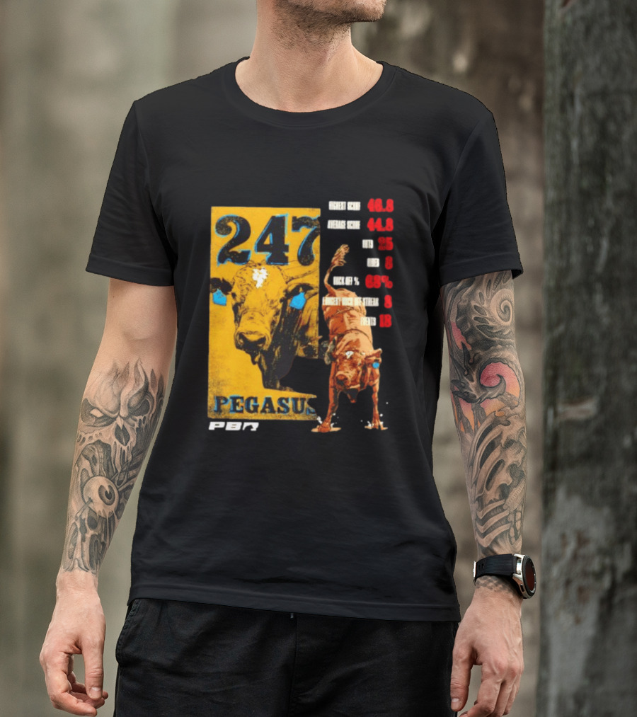 Pegasus 247 PBR Bull Riding Outs Stats Highest Average Score T-Shirt