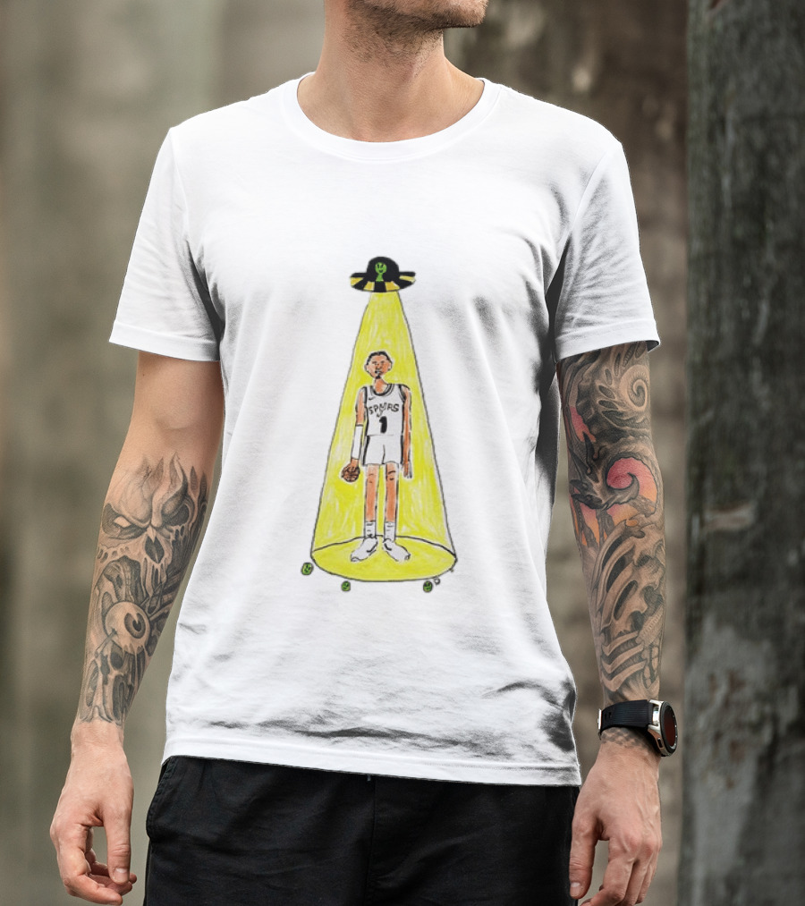 Victor Wembanyama Spurs NBA Out Of This World Alien Abduction Doodle T-Shirt