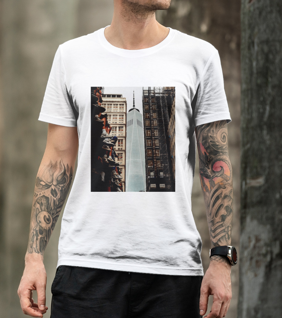 Jalen Brunson New York Knicks One World Trade Center Basketball Sneakers T-Shirt