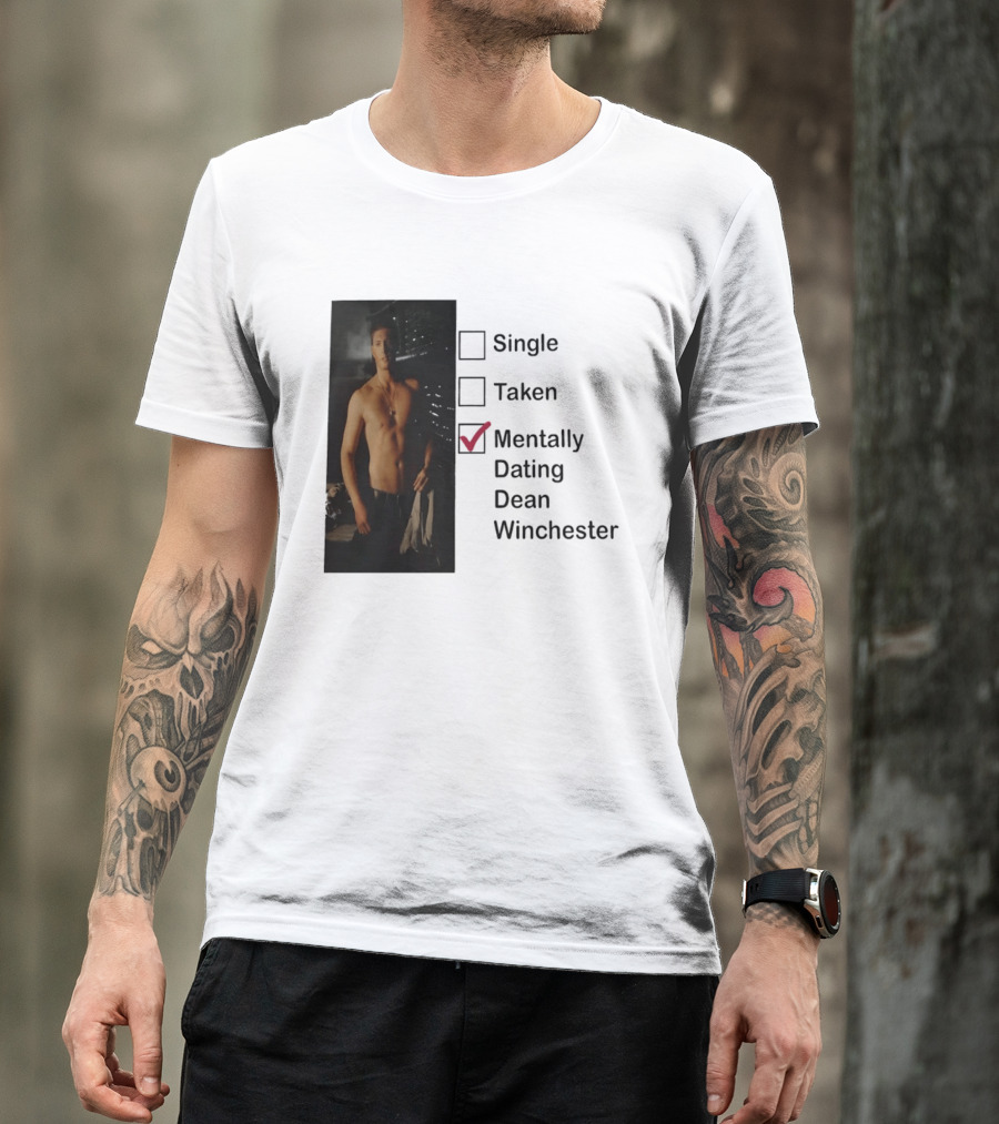Jensen Ackles Less Mentally Dating Dean Winchester Single Taken Checked T-Shirt