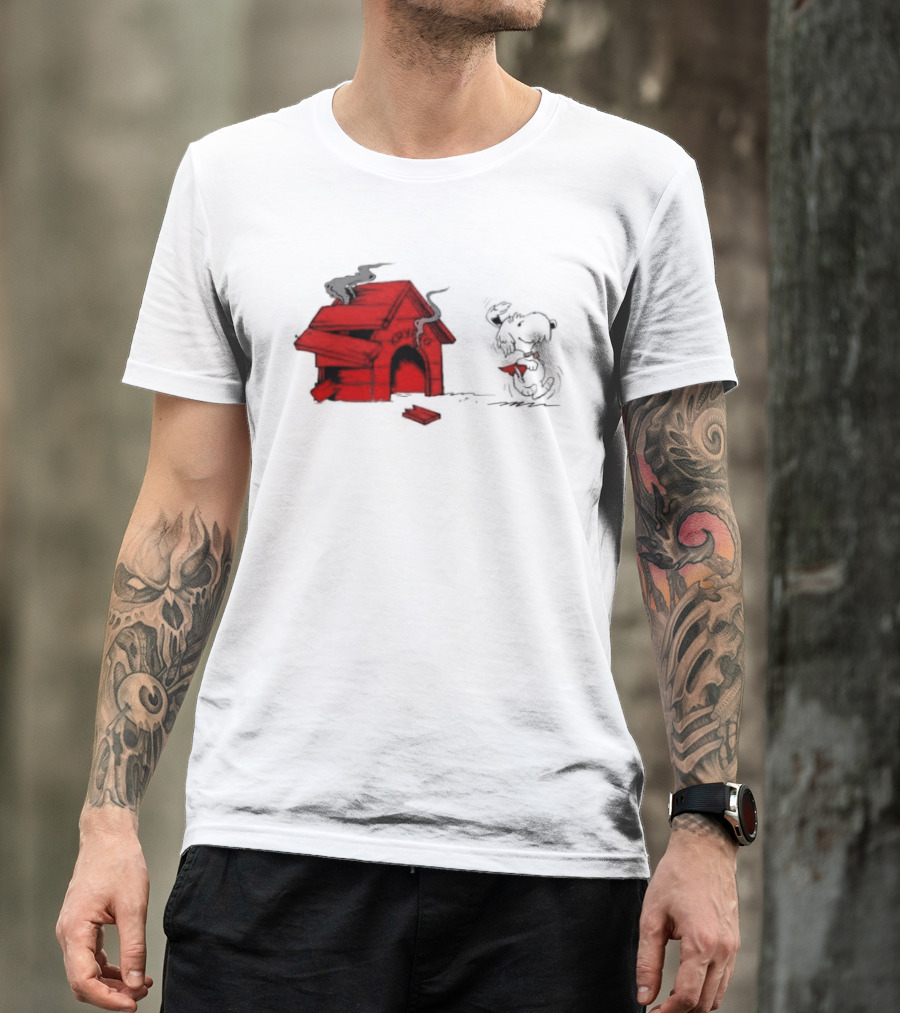 Krypto The Superdog Peanuts Snoopy Comic Book House Destruction Scene T-Shirt