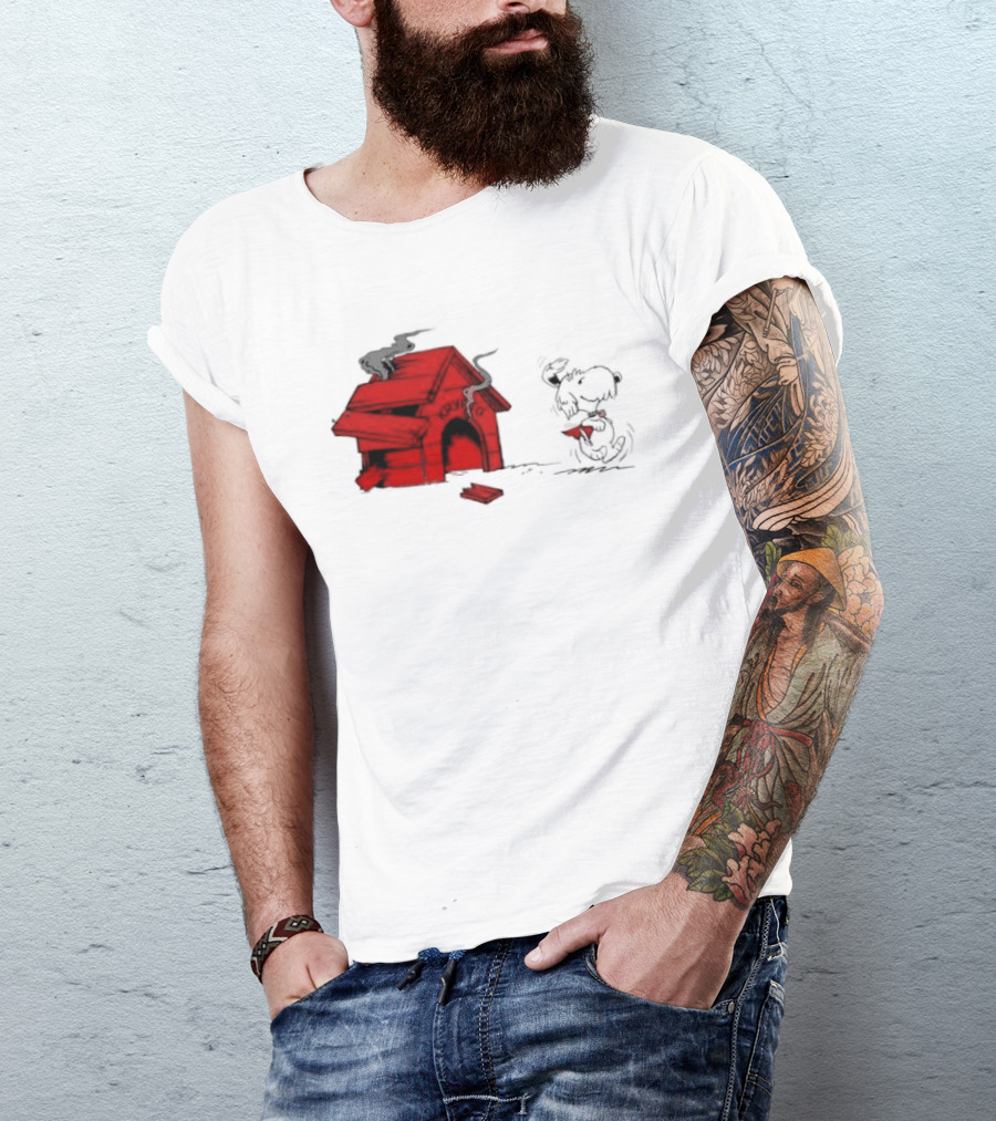 Krypto The Superdog Peanuts Snoopy Comic Book House Destruction Scene T-Shirt