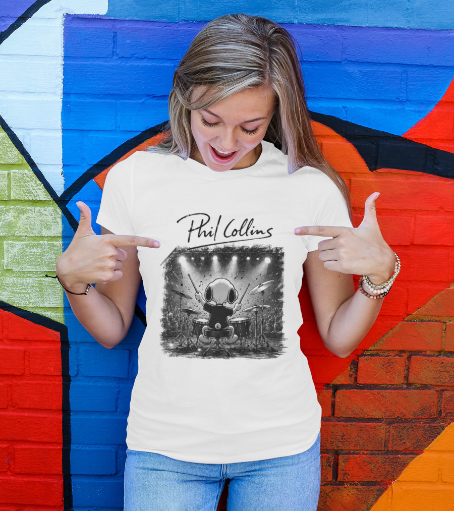 Snoopy Phil Collins Feel The Rhythm Trust The Heart Let It Flow T-Shirt