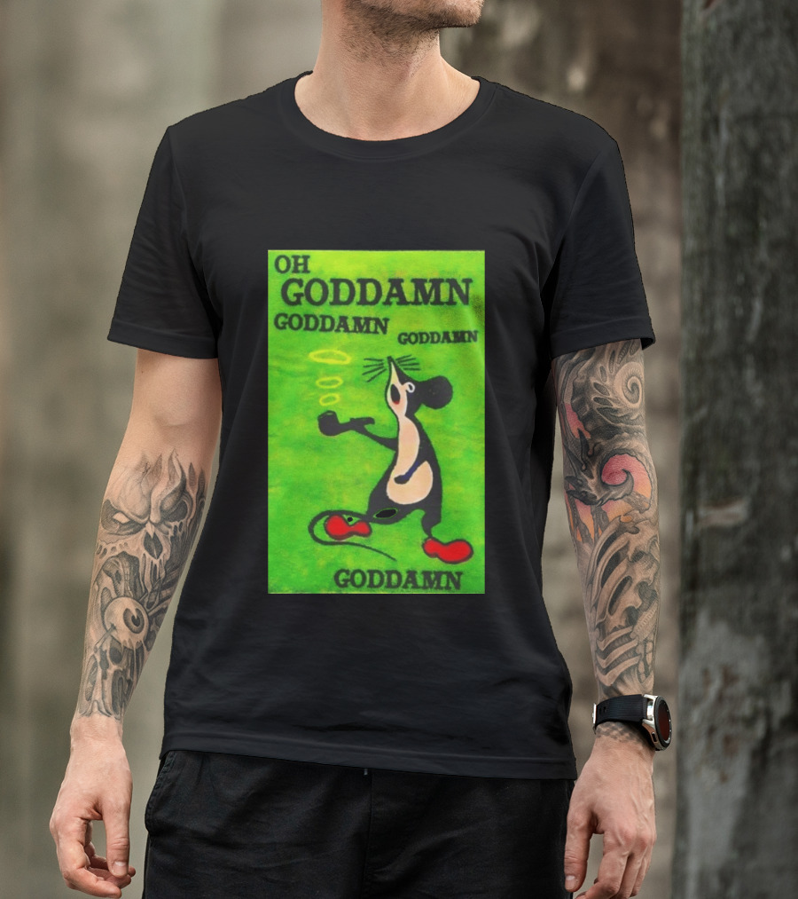 Oh Goddamn Mouse Smoking Pipe Humorous Phrase T-Shirt