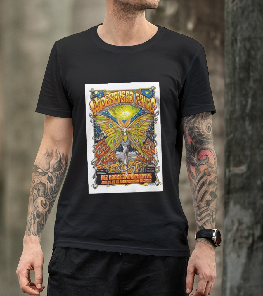 Widespread Panic June 26 28 2026 Red Rocks Amphitheatre Morrison Colorado Moth And Cosmic Sky T-Shirt