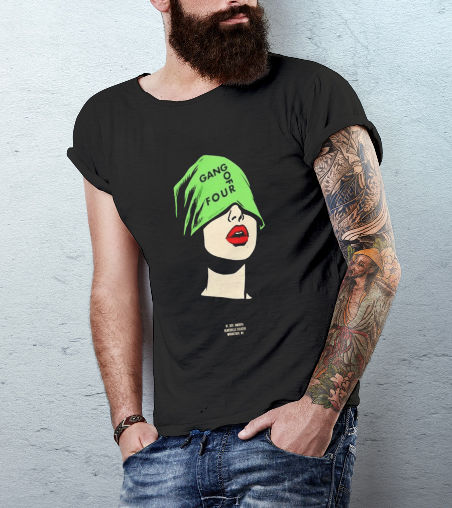 Gang Of Four June 25 2026 Woodstock NY With Green Hat And Red Lips T-Shirt
