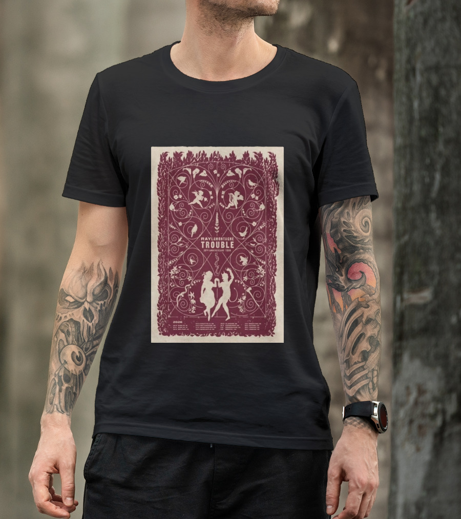 Ray LaMontagne Trouble 20th Anniversary Tour 2026 Botanical T-Shirt