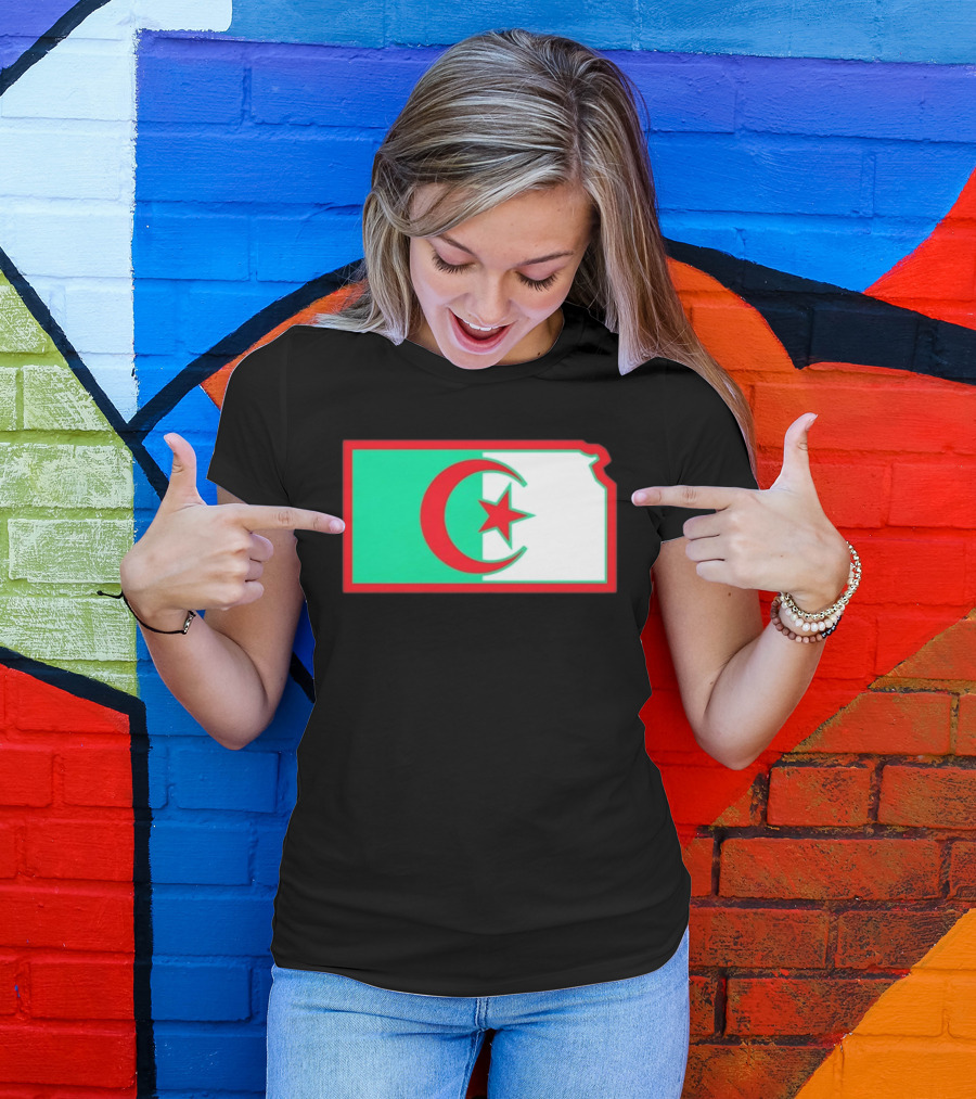 Lawrence Kansas Algeria Flag Map T-Shirt