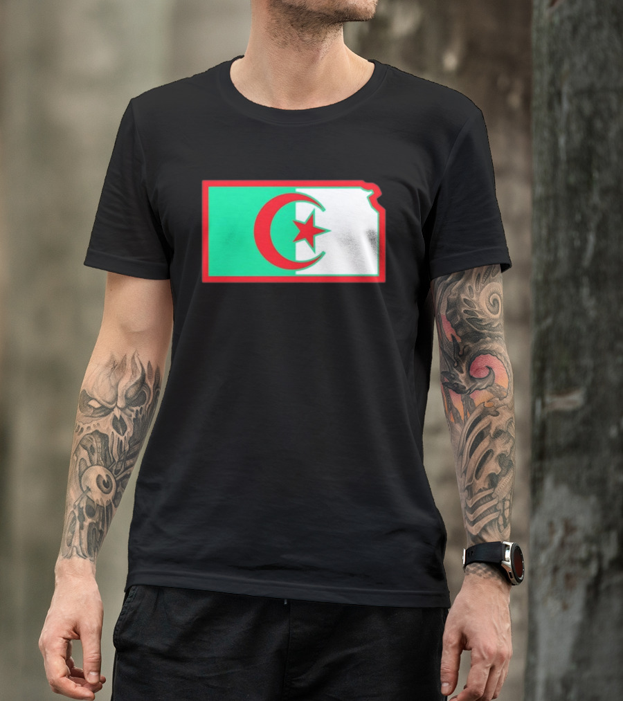 Lawrence Kansas Algeria Flag Map T-Shirt