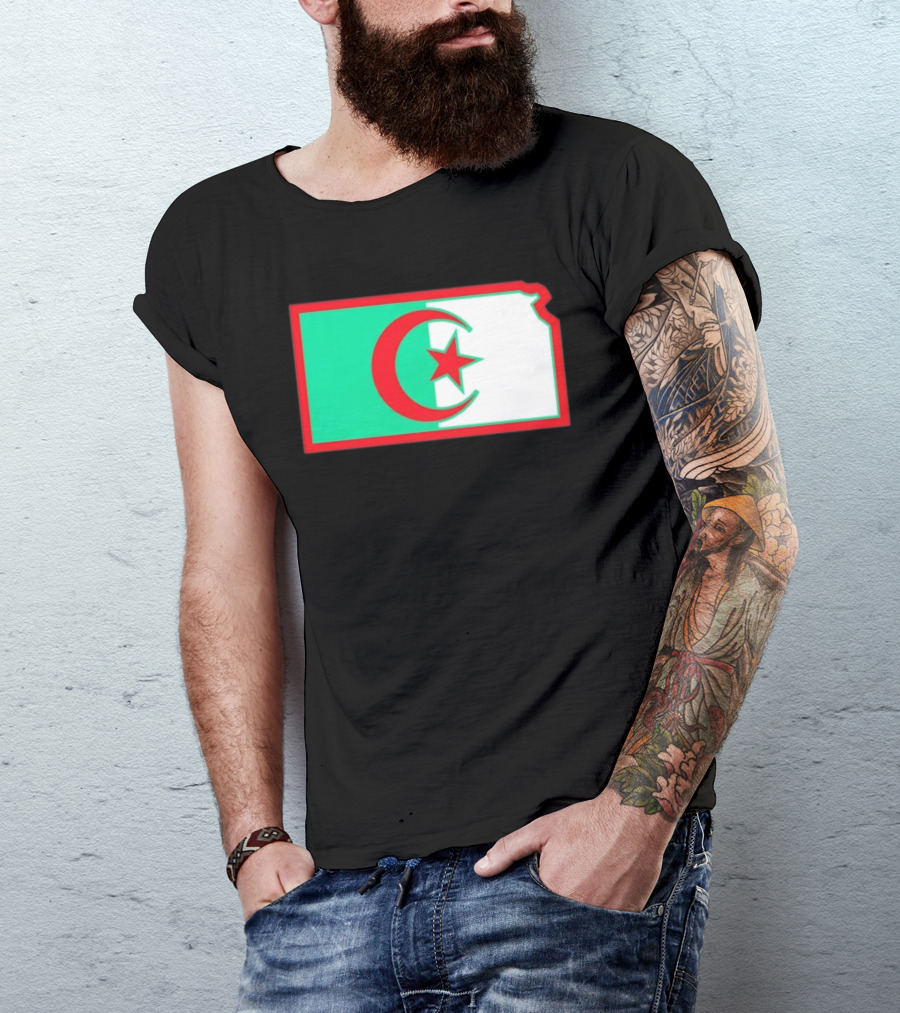 Lawrence Kansas Algeria Flag Map T-Shirt