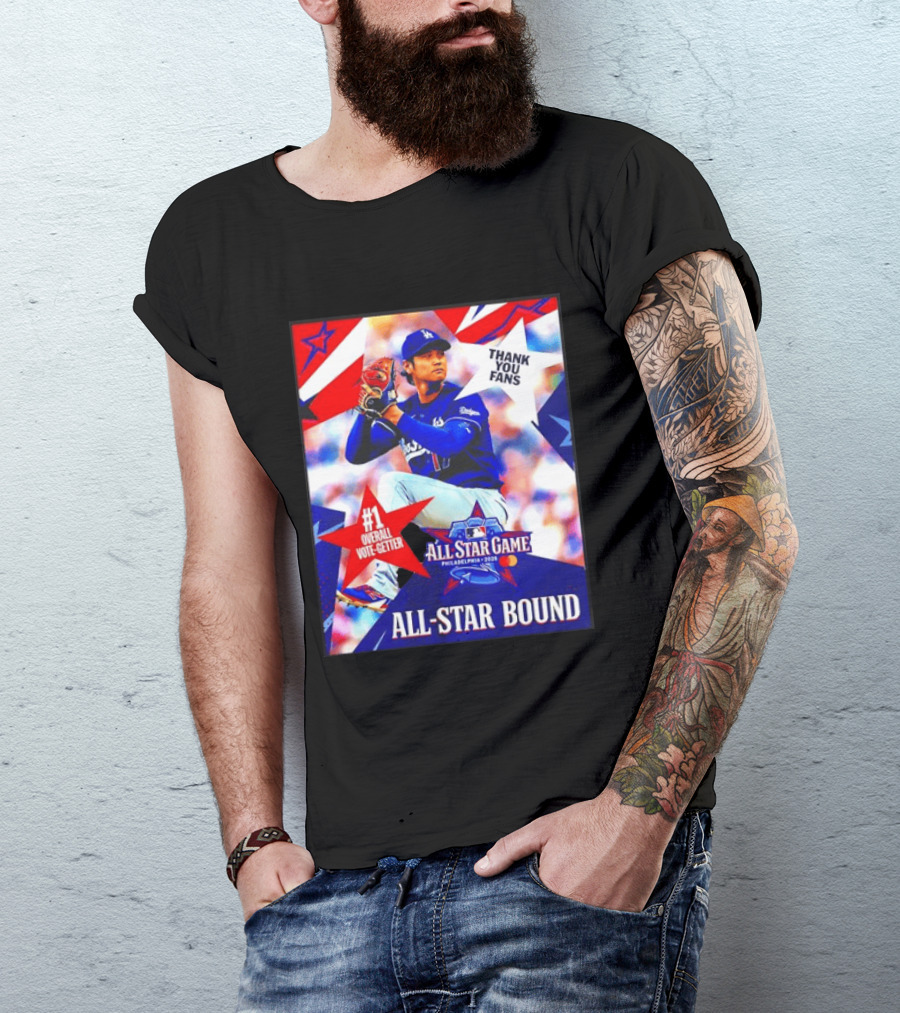All Star Game Philadelphia 2026 Shohei Ohtani Los Angeles Dodgers All Star Bound Thank You Fans #1 Overall Vote Getter T-Shirt