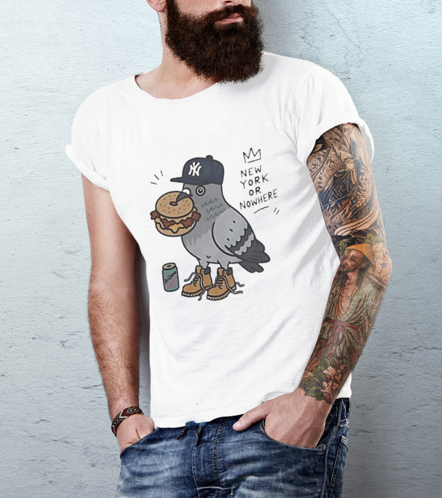 New York Or Nowhere Pigeon Bagel Timberlands Arizona Iced Tea T-Shirt
