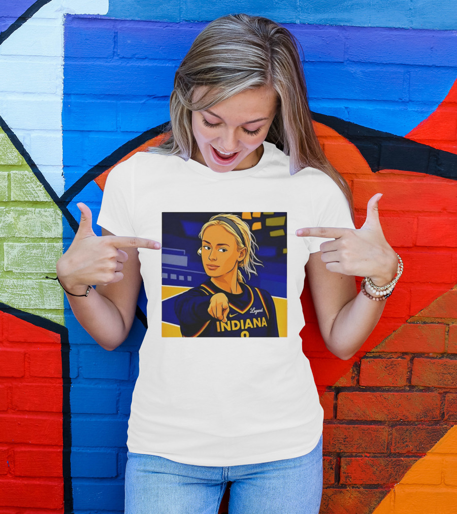 Indiana Basketball Legend Blonde Pointing Cartoon T-Shirt