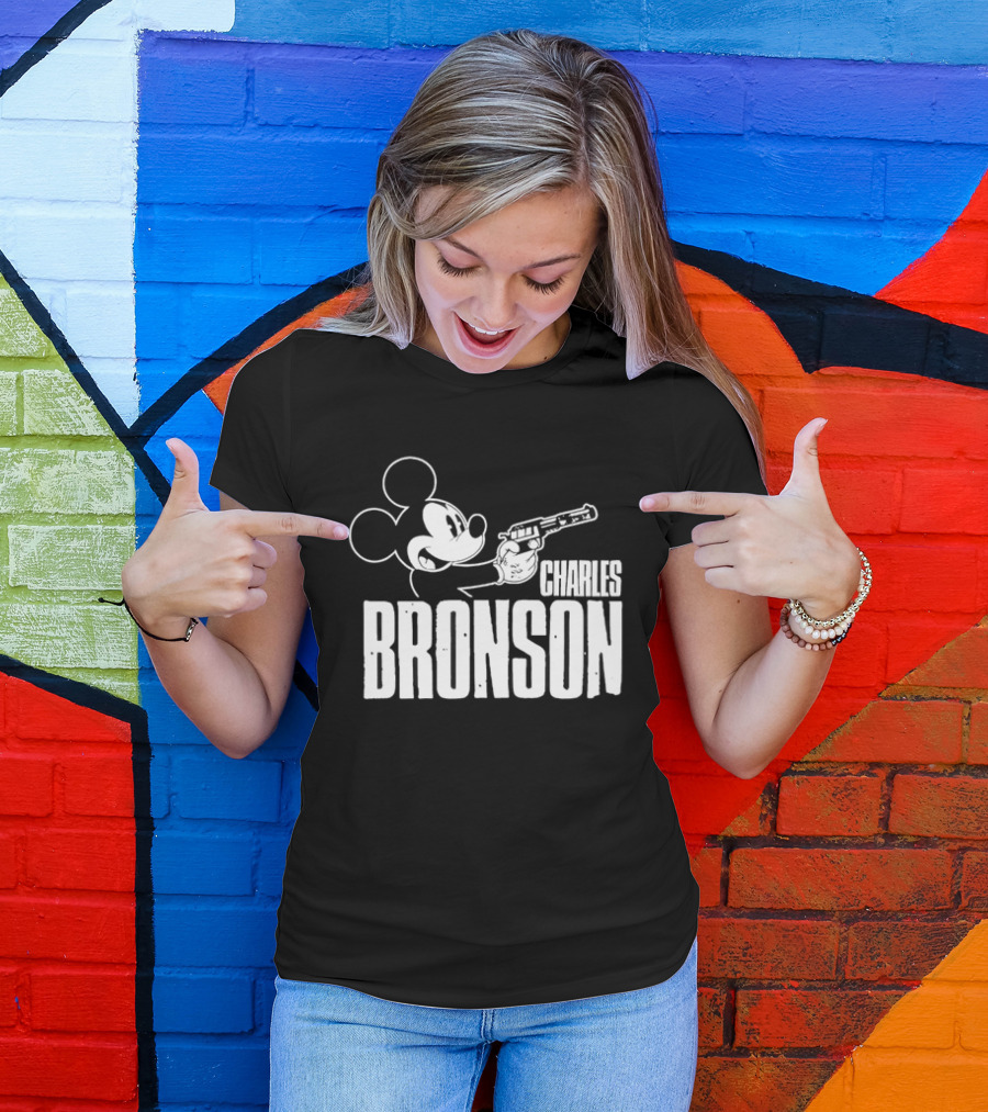 Charles Bronson Mickey Mouse Holding Gun T-Shirt