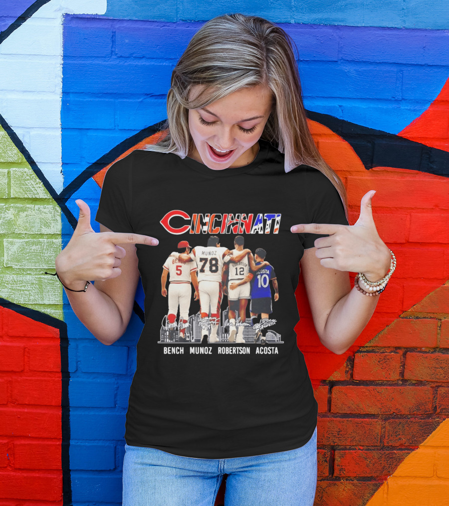 Cincinnati Icons Bench Munoz Robertson Acosta Sports Legends T-Shirt