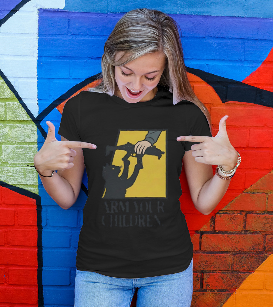Arm Your Children Black Cat Gun T-Shirt