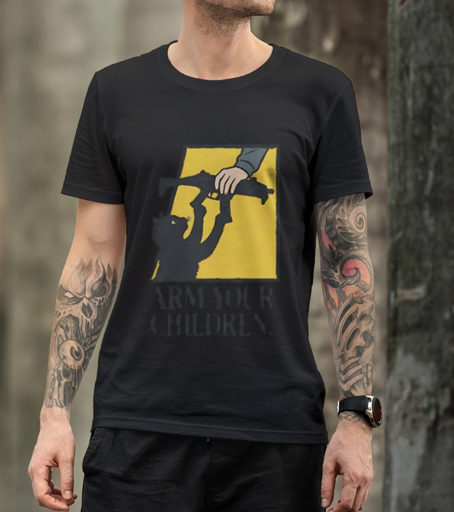 Arm Your Children Black Cat Gun T-Shirt